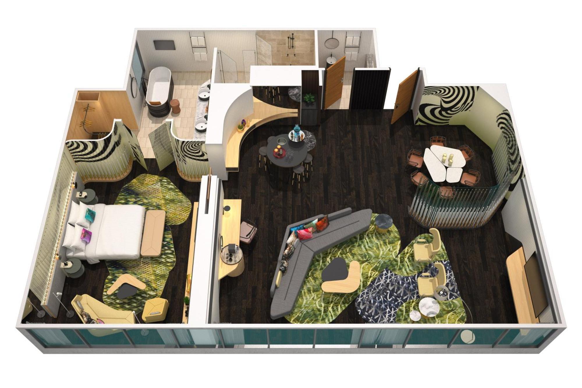 فندق دبليو بريسبان بريزبين المظهر الخارجي الصورة 3D floor plan of a suite